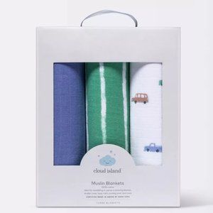Cloud Island™ Muslin Swaddle Blankets Transportation 3pk